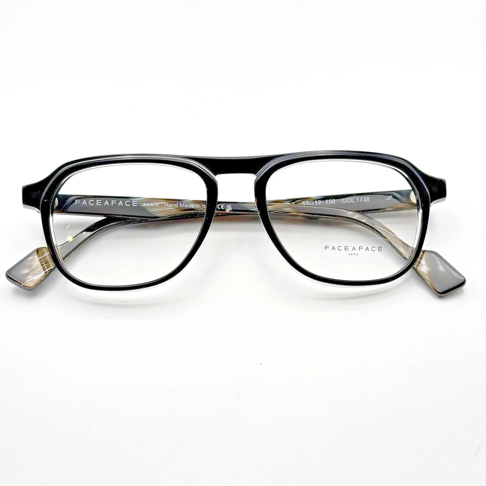Face A Face Eyeglasses Frames Cloud 1 Col. 1738 Mens Black Crystal 53-19-150 New